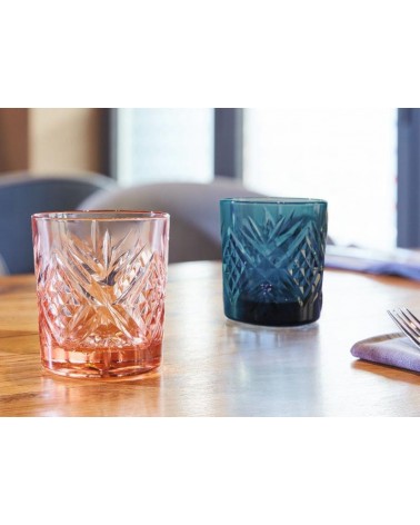 Lot de 4 verres en verre - London - Luminarc - coloris rose et topaze
