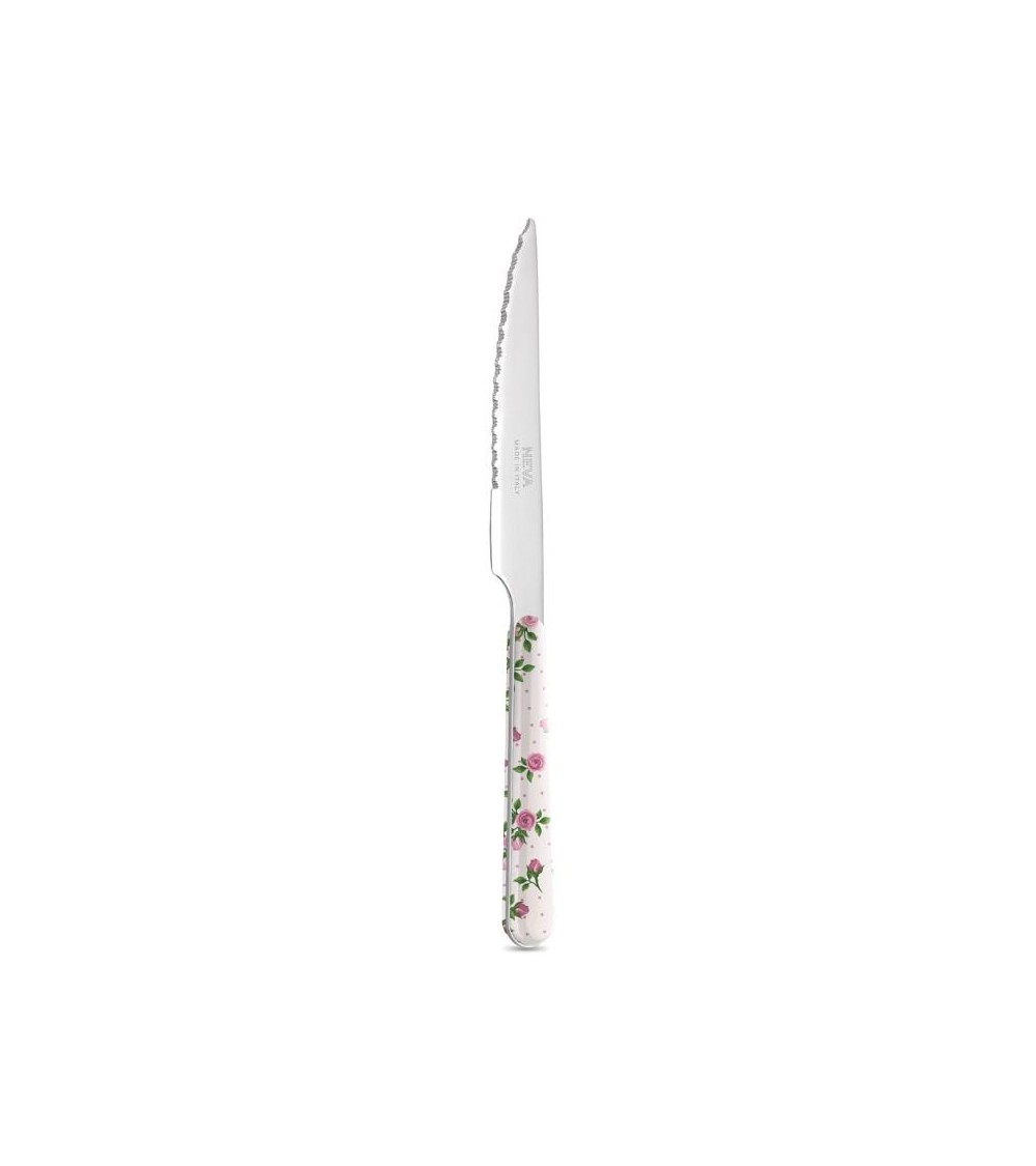 Coltello Bistecca - Roses Rosa Scuro - Neva Posateria Creativa - 