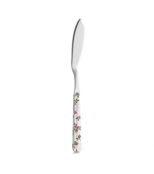 Fischmesser - Dunkelrosa Rosen - Neva Posateria Creativa Made in Italy -