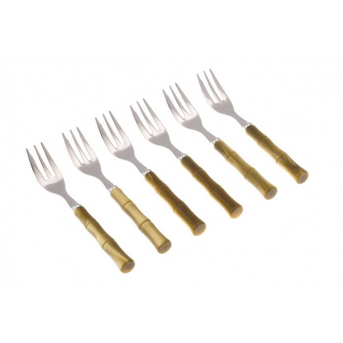 Bamboo Colored Cutlery Set 6pcs Dessert Forks - Rivadossi Sandro -