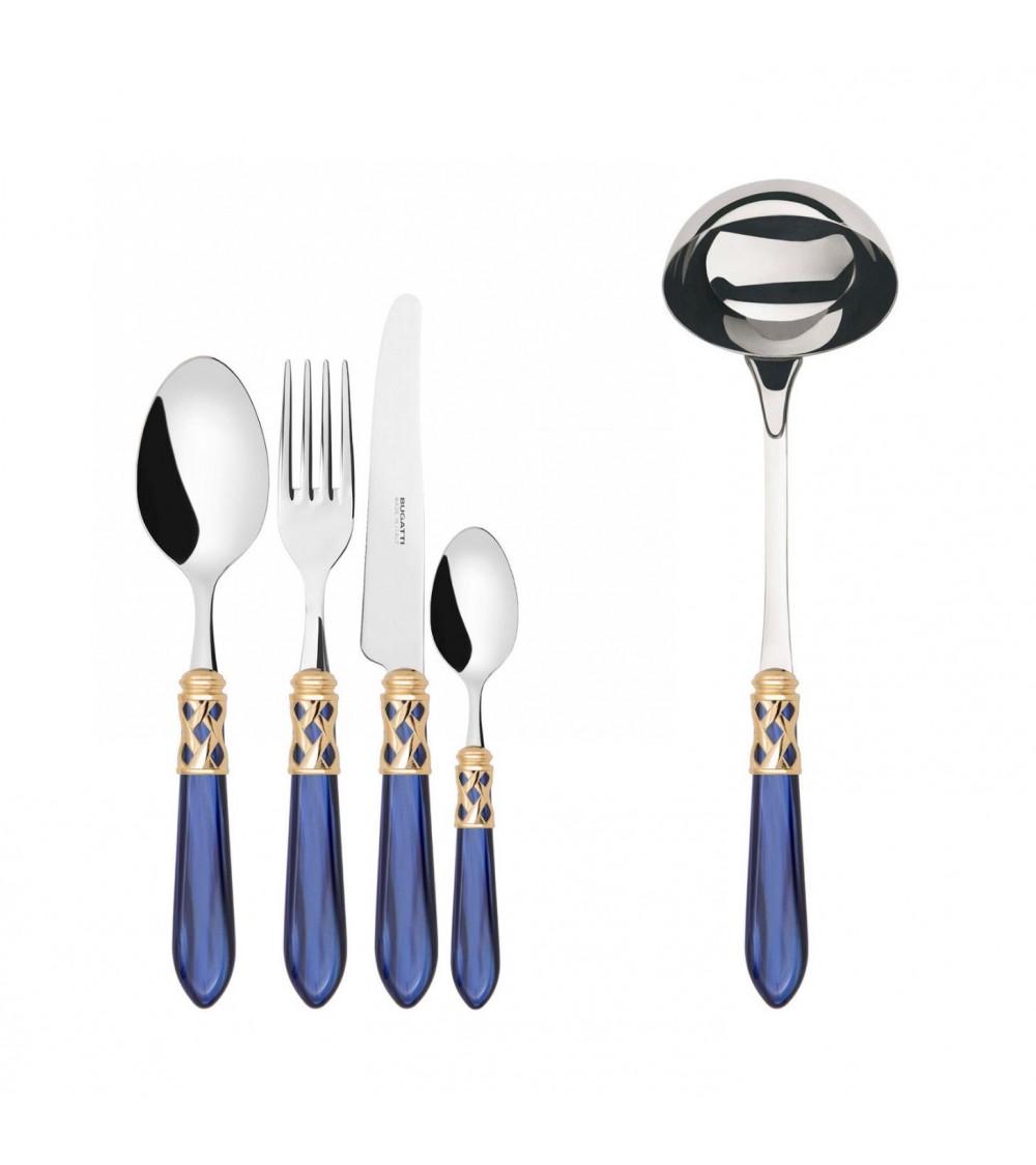 Casa Bugatti Farbiges Besteck – Aladdin-Goldring und Perlmutt-Finish – Blau