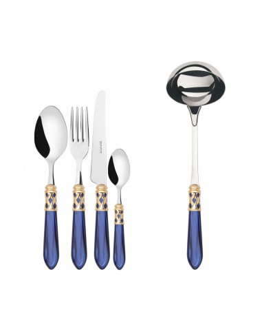 Casa Bugatti Farbiges Besteck – Aladdin-Goldring und Perlmutt-Finish – Blau