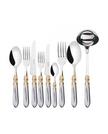 Casa Bugatti Colored Cutlery - Aladdin Golden Ring and Mother of Pearl Finish -