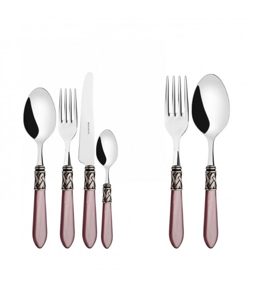 Casa Bugatti Colored Cutlery - Aladdin Antique Silver Ring and Mother of Pearl Finish -