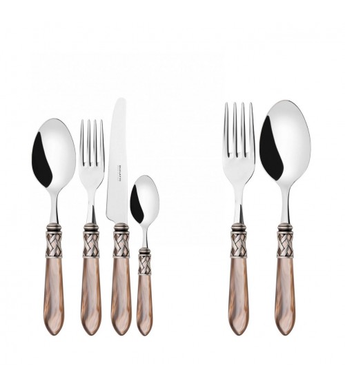 Casa Bugatti Colored Cutlery - Aladdin Antique Silver Ring and Mother of Pearl Finish -