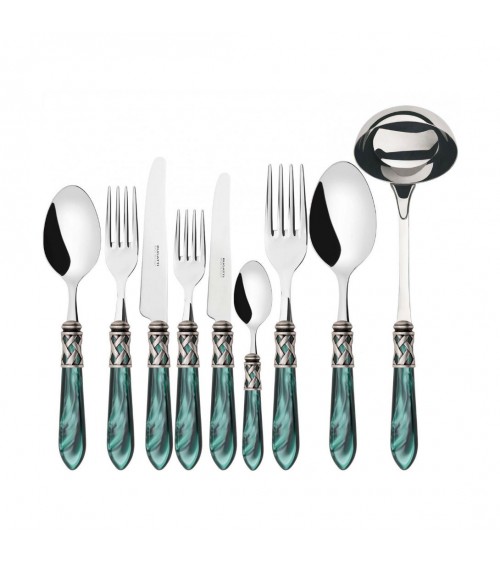 Casa Bugatti Colored Cutlery - Aladdin Antique Silver Ring and Mother of Pearl Finish -