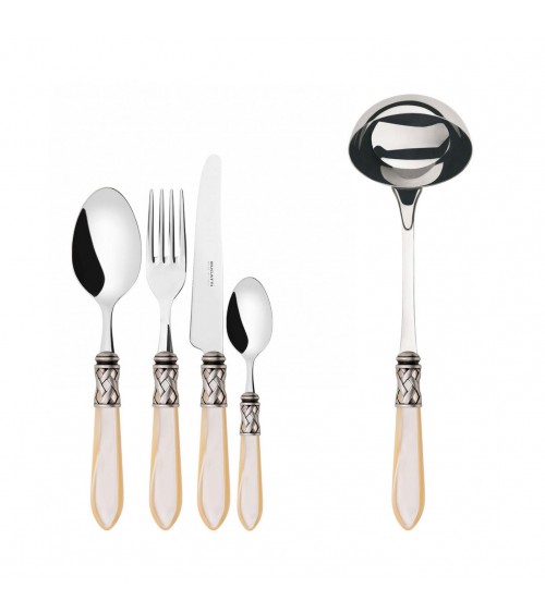 Casa Bugatti Farbiges Besteck – Aladdin Ring aus Antiksilber und Perlmutt-Finish –