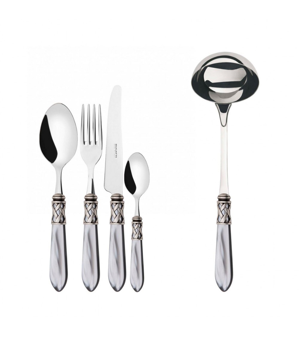 Casa Bugatti Farbiges Besteck – Aladdin Ring aus Antiksilber und Perlmutt-Finish –