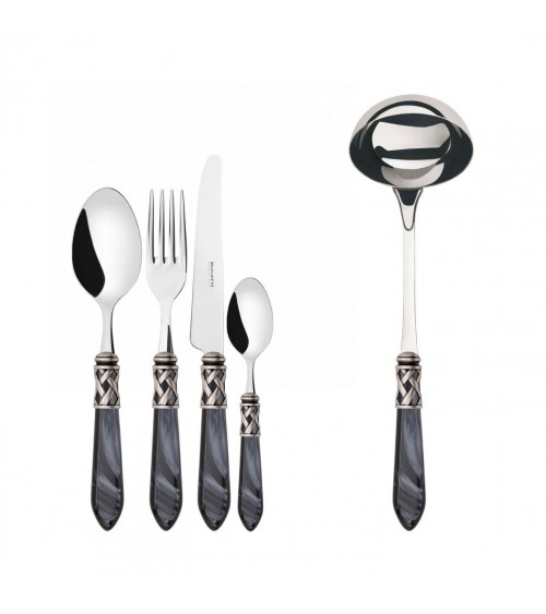 Casa Bugatti Farbiges Besteck – Aladdin Ring aus Antiksilber und Perlmutt-Finish –