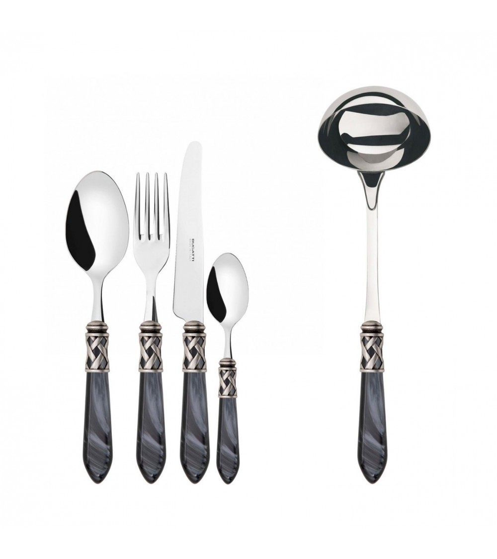 Casa Bugatti Farbiges Besteck – Aladdin Ring aus Antiksilber und Perlmutt-Finish –