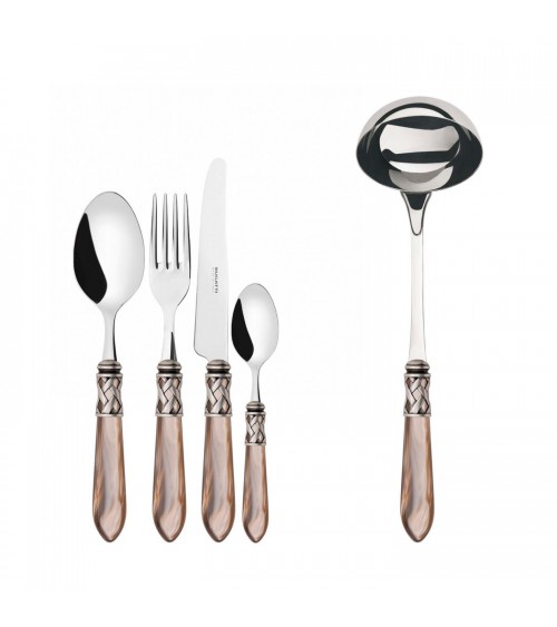 Casa Bugatti Farbiges Besteck – Aladdin Ring aus Antiksilber und Perlmutt-Finish –