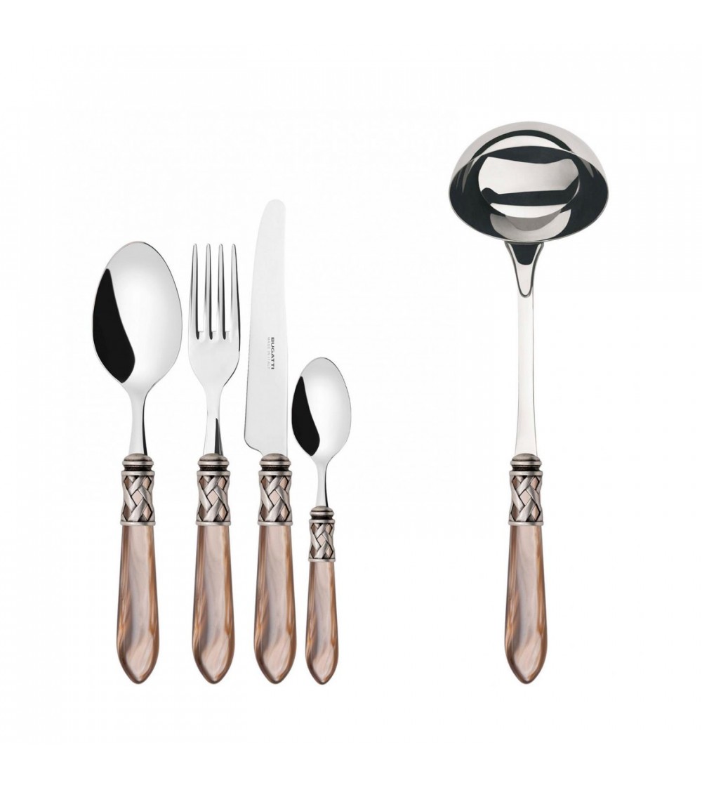 Casa Bugatti Farbiges Besteck – Aladdin Ring aus Antiksilber und Perlmutt-Finish –