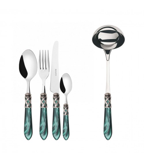 Casa Bugatti Farbiges Besteck – Aladdin Ring aus Antiksilber und Perlmutt-Finish –