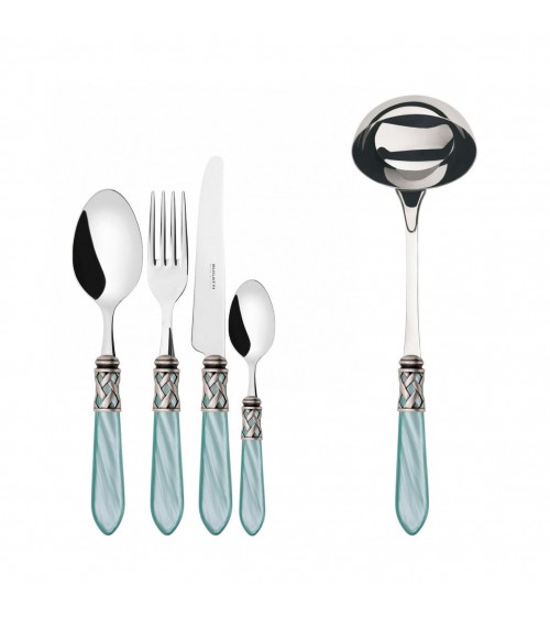 Casa Bugatti Farbiges Besteck – Aladdin Ring aus Antiksilber und Perlmutt-Finish –