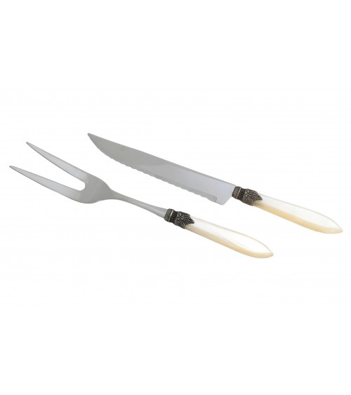 Set 2pcs Roast Knife and Fork - Laura - Pearly Handle - Rivadossi Sandro -  - 