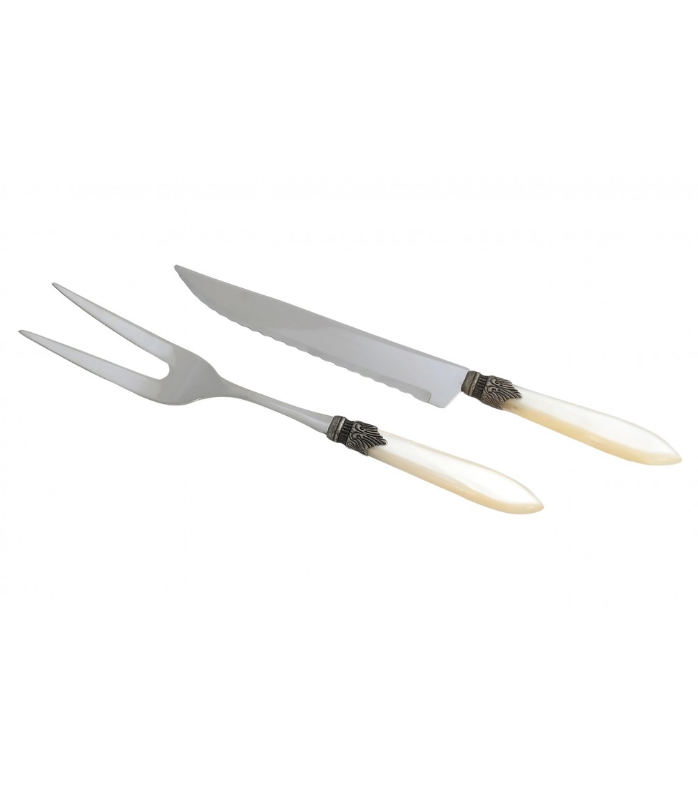 Set 2 Stück Bratenmesser und Gabel - Laura - Pearly Handle - Rivadossi Sandro - 