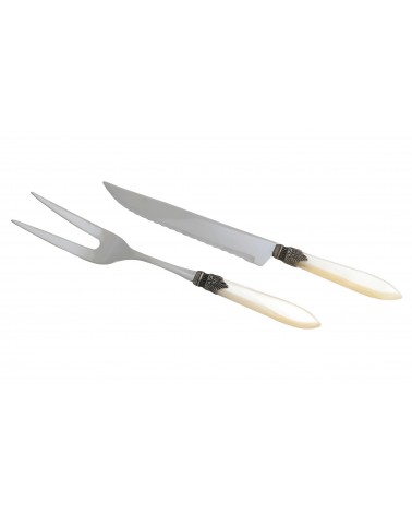 Set 2 Stück Bratenmesser und Gabel - Laura - Pearly Handle - Rivadossi Sandro - 