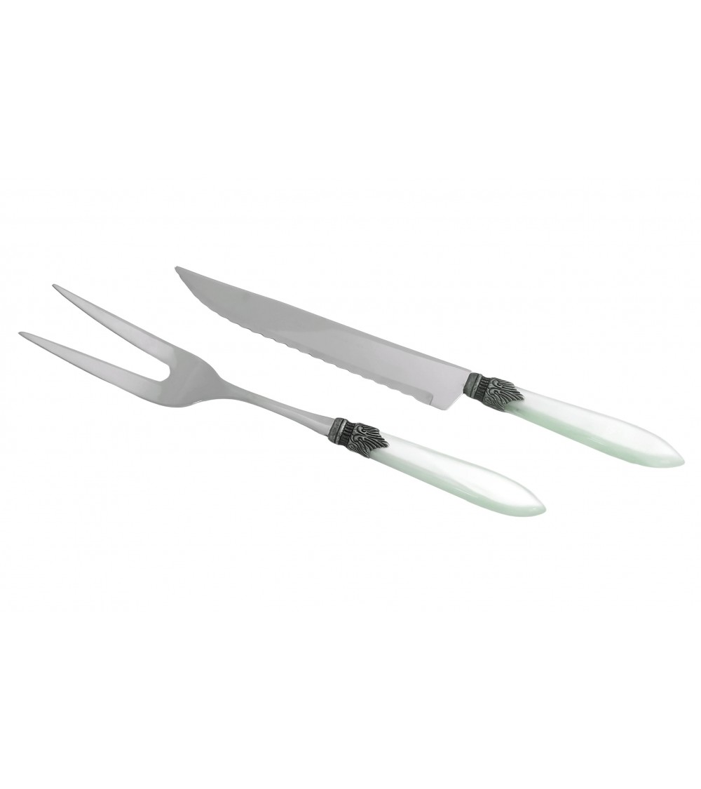 Set 2pcs Roast Knife and Fork - Laura - Pearly Handle - Rivadossi Sandro -  - 