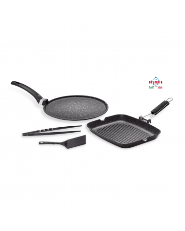Set 4 pz  Barbeque BBQ - Pentolame Alluminio Antiaderente - 