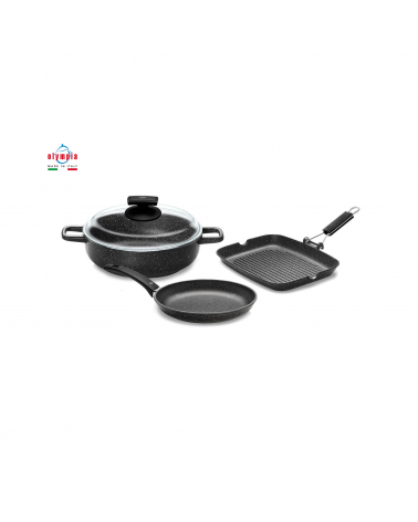 Set 4 pz Batteria Pentolame Alluminio Pressofuso - Olympia - 