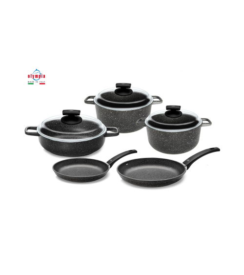 Hard Cook Set 8 Pcs Non-Stick Aluminum Cookware Set - Olympia -