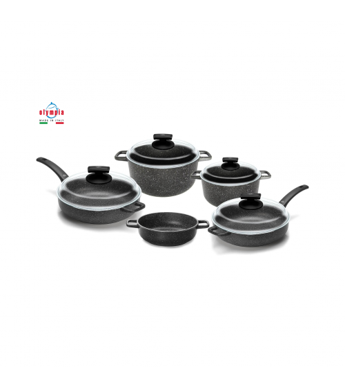 Set 9 Piece Non-Stick Die-Cast Aluminum Cookware Set - Olympia -