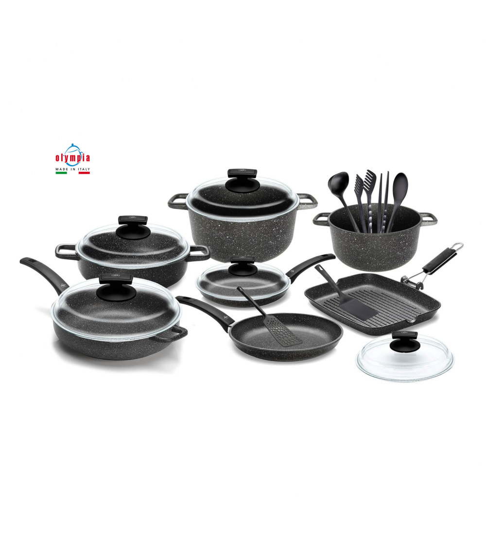 Non-Stick Die-Cast Aluminum Cookware Set - 18-Piece Set - Made in Italy -