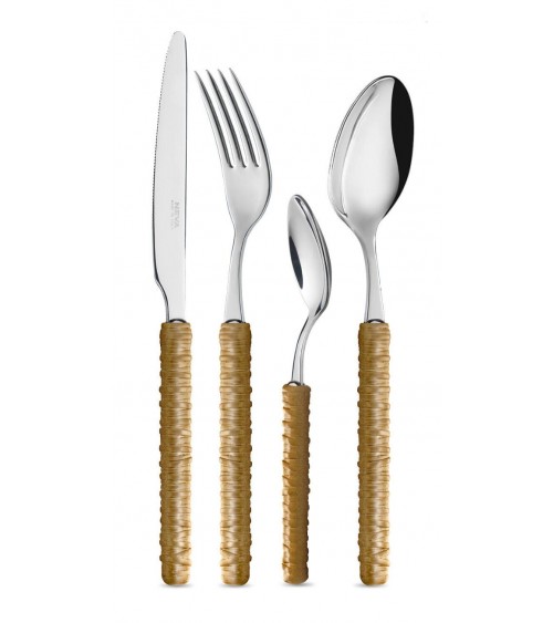 Posate 24 Pz con Decoro Rattan - Neva Posateria - Beige