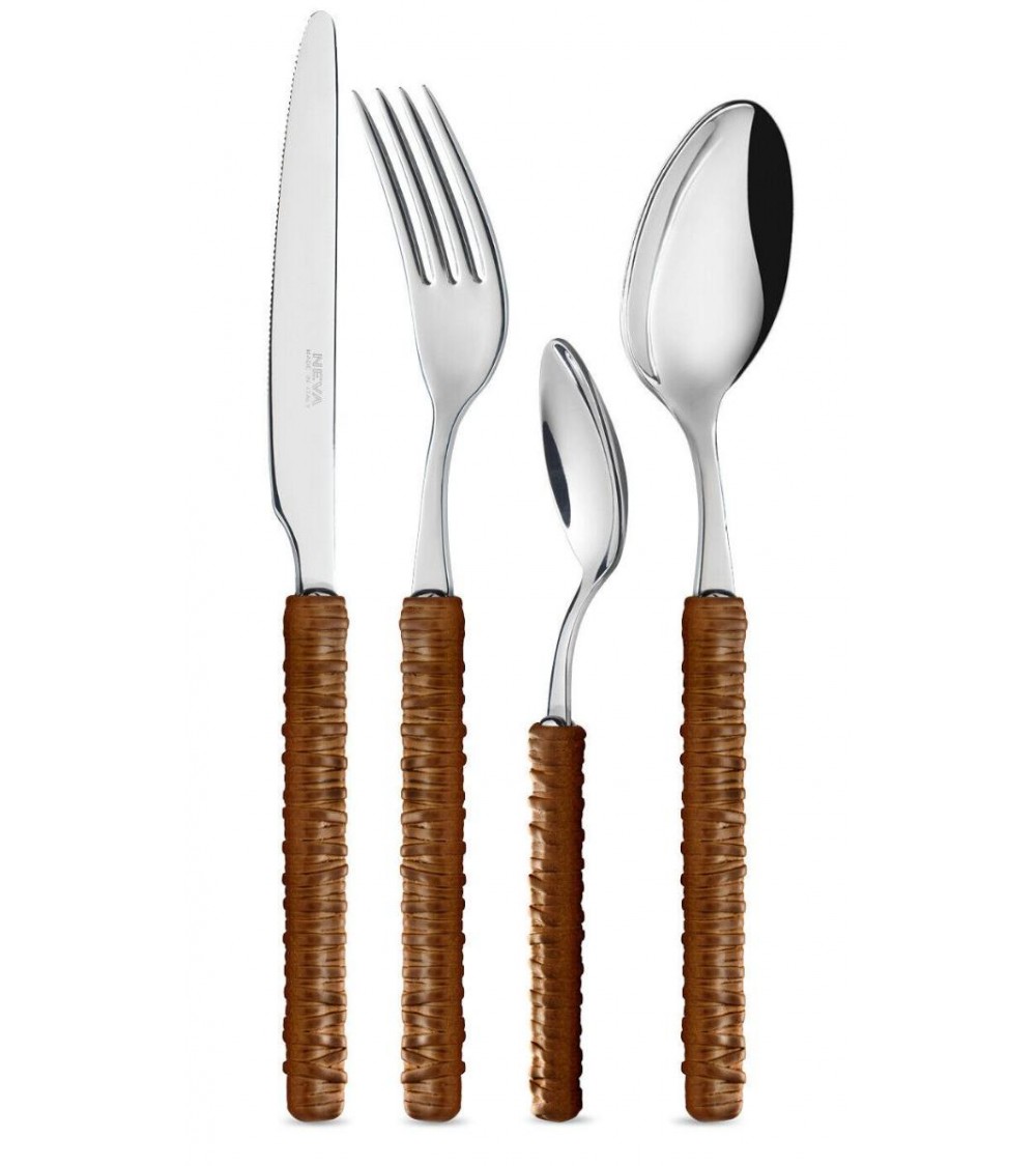 Posate 24 Pz con Decoro Rattan - Neva Posateria - marrone