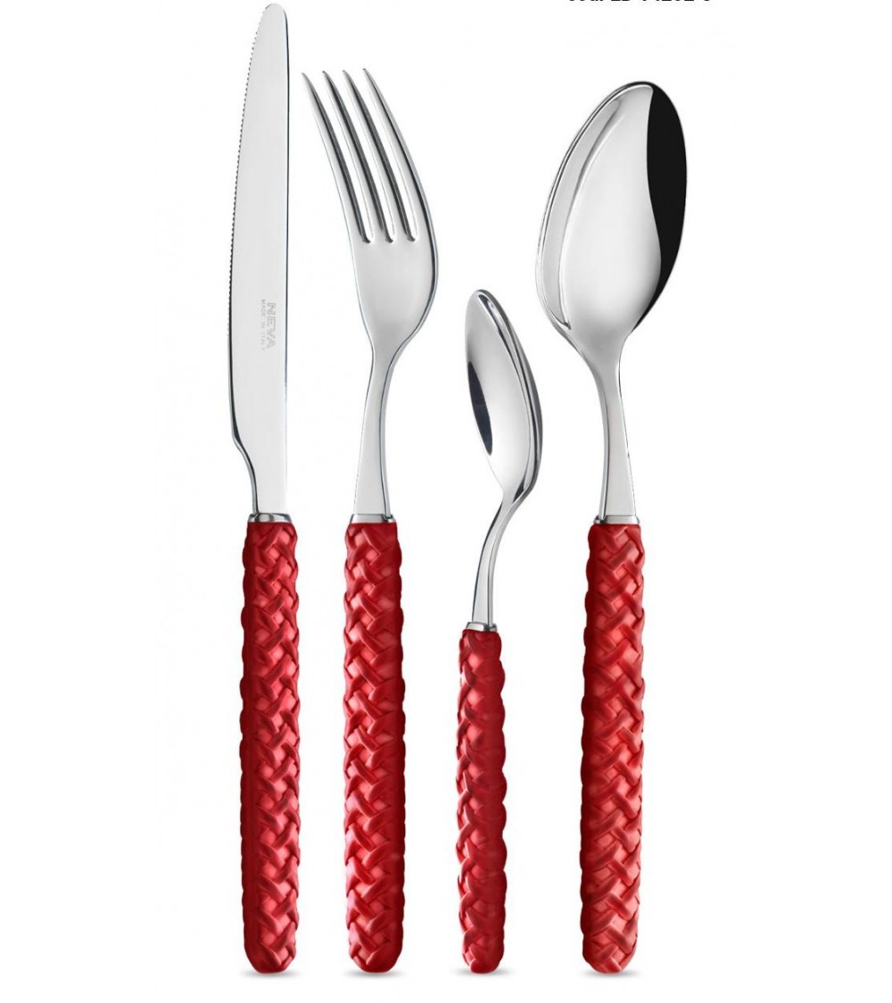 Intreccio Cutlery 24 Pieces - Neva Posateria Creativa - red