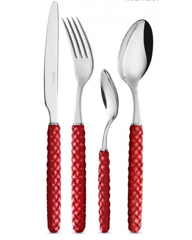 Intreccio Cutlery 24 Pieces - Neva Posateria Creativa - red