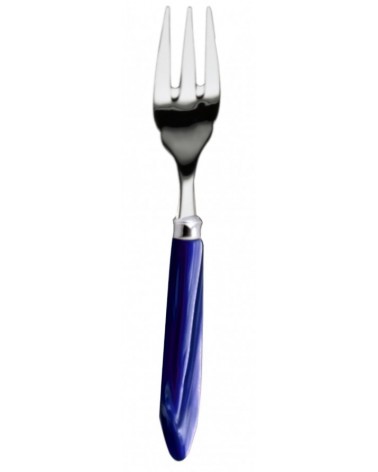 Fish Fork - Agata - Modern Mother of Pearl Cutlery - Rivadossi Sandro - blue handle color
