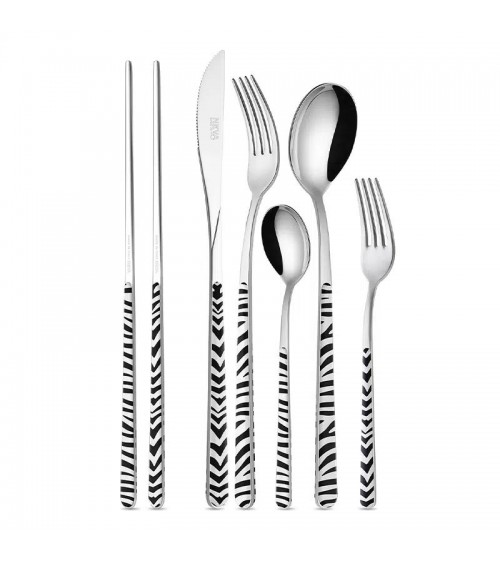 Neva Posateria Creativa Set 42 pz per 6 Persone - ASIA ANIMALIER - ZEBRATO
