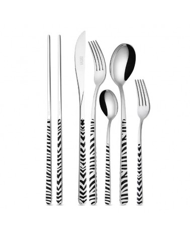 Neva Posateria Creativa Set 42 pz per 6 Persone - ASIA ANIMALIER - ZEBRATO