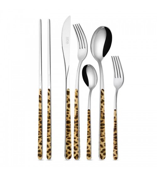 Neva Posateria Creativa Set 42 pz per 6 Persone - ASIA ANIMALIER - LEOPARDATO