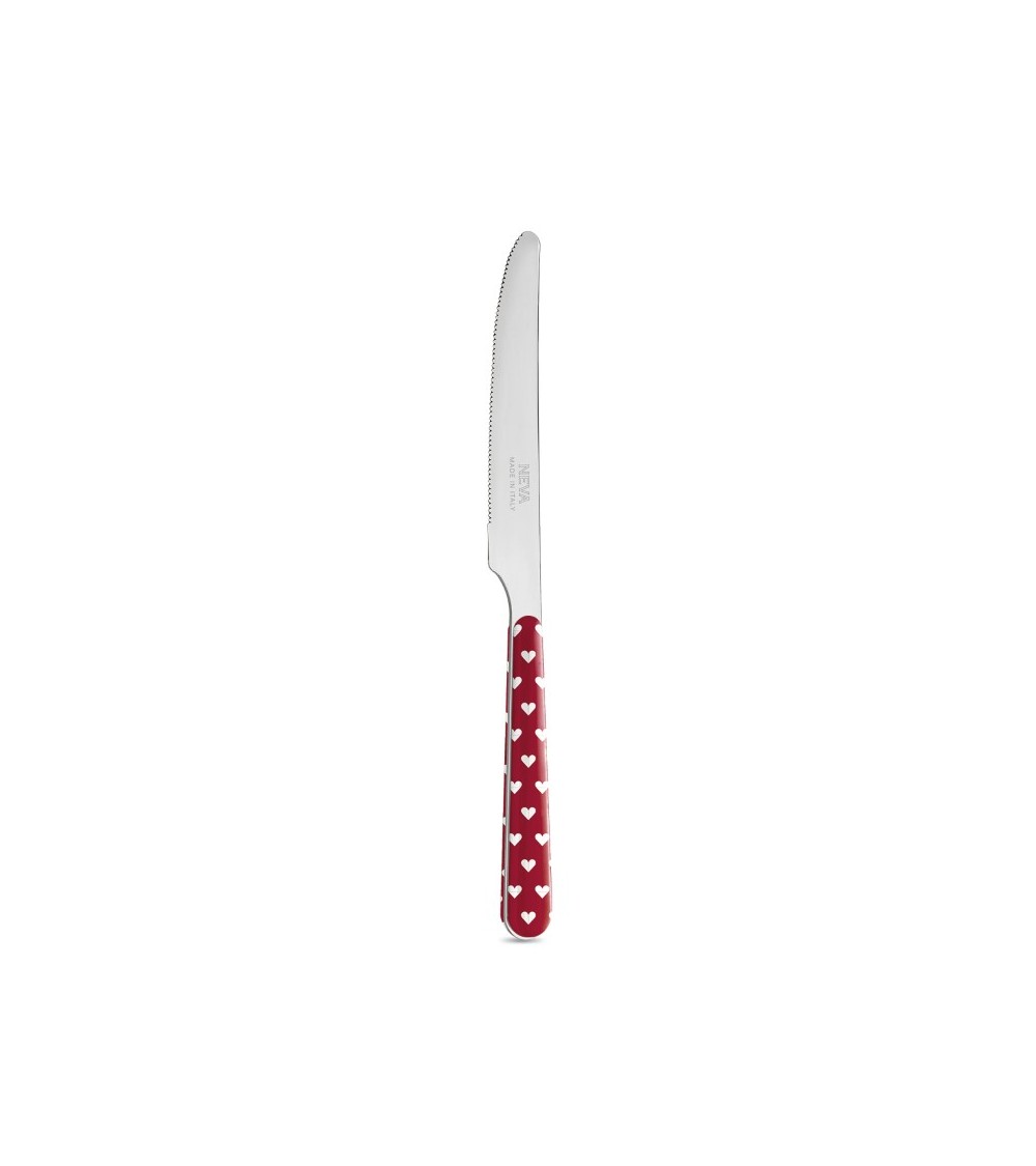 Coltello Frutta Decoro Cuoricini - Neva Posateria Creativa - rosso