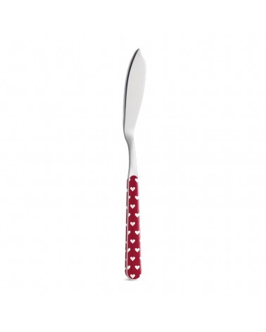 Fish Knife with Heart Decoration - Neva Posateria Creativa - red