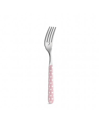 Fourchette à poisson avec décoration coeur - Neva Posateria Creativa - rose