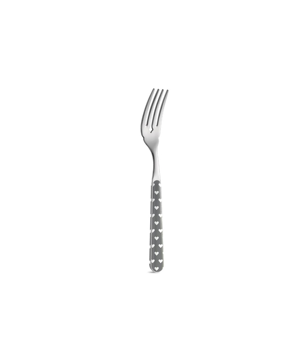 Fourchette à poisson avec décoration coeur - Neva Posateria Creativa - gris