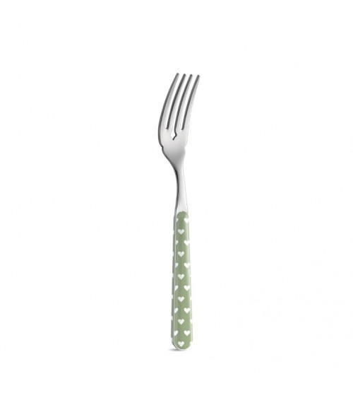 Fourchette à poisson avec décoration coeur - Neva Posateria Creativa - vert sauge