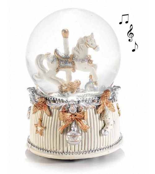 Carillon Palla Natalizia con Cavallino Bianca e Argento - Shabby Chic -  - 