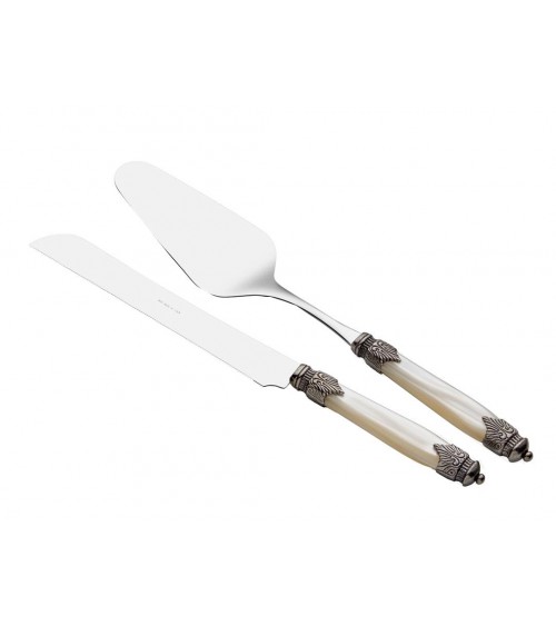 Arianna 2 Piece Dessert Set - Cake Server and Knife - Rivadossi Sandro Cutlery - Ivory