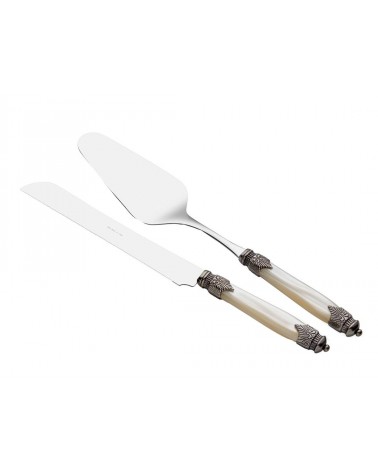 Arianna 2 Piece Dessert Set - Cake Server and Knife - Rivadossi Sandro Cutlery - Ivory