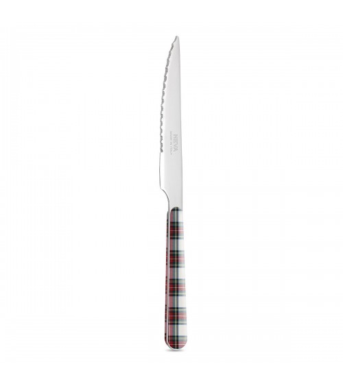 Coltello Bistecca Tartan - Posate Natalizie - Neva Posateria Creativa - rosso-bianco