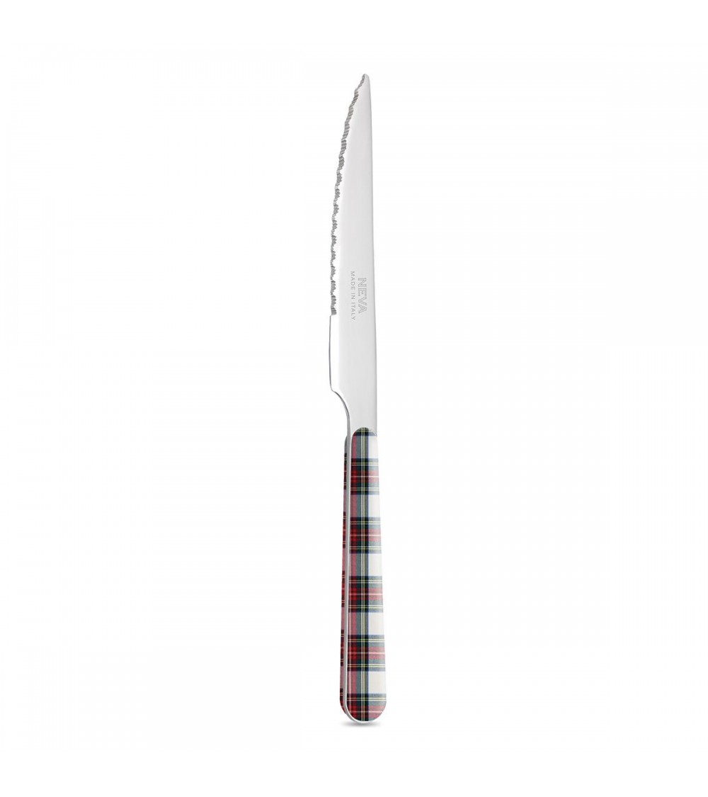 Tartan Steakmesser - Weihnachtsbesteck - Neva Posateria Creativa - rot-weiß