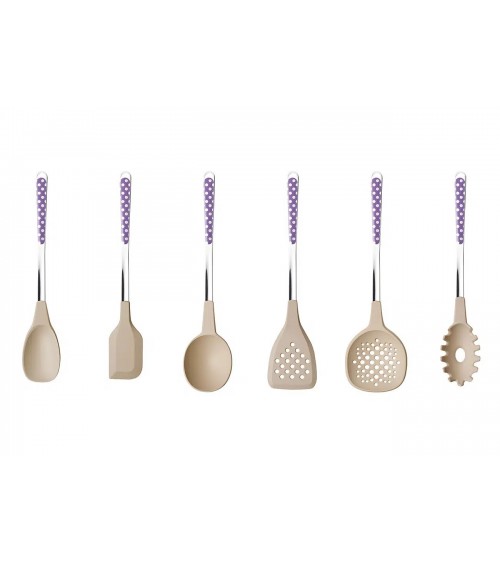 Set mit 6 Küchenkellen – Pois-Besteck – Neva Posateria Creativa – Flieder
