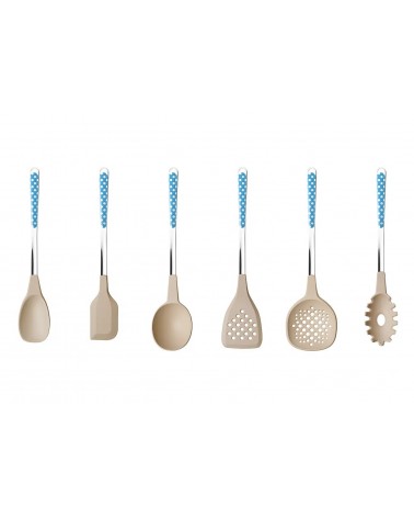 Set mit 6 Küchenkellen – Pois-Besteck – Neva Posateria Creativa – Hellblau