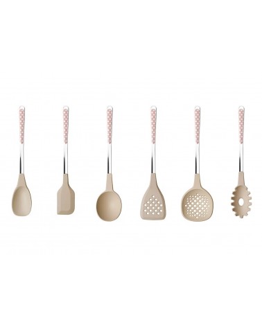 Set mit 6 Küchenkellen – Pois-Besteck – Neva Posateria Creativa – rosa