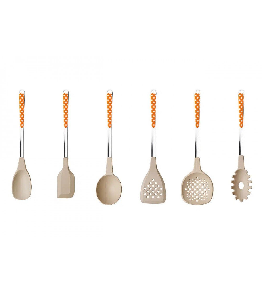 Set mit 6 Küchenkellen – Pois-Besteck – Neva Posateria Creativa – Orange