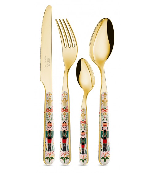 Christmas Cutlery: Christmas Nutcracker Gold - Neva Posateria Creativa - 24-piece set for six people